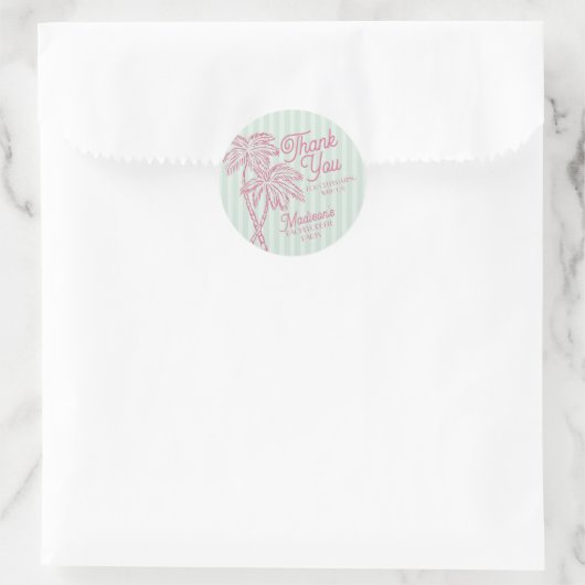 Sticker Rond Green Palm Spring Pastel Beach Party Favoriser (Sac)