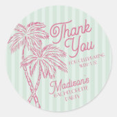 Sticker Rond Green Palm Spring Pastel Beach Party Favoriser (Devant)
