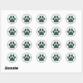 Sticker Rond Green Pet Lover Empreinte de patte Holiday (Feuille)