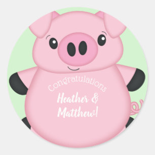 Sticker Rond Green Pig Baby