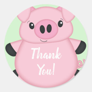 Sticker Rond Green Pig Baby