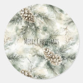 Sticker Rond Green Pine Cones Christmas (Devant)