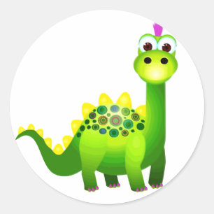 Sticker Rond Green Punk Dino