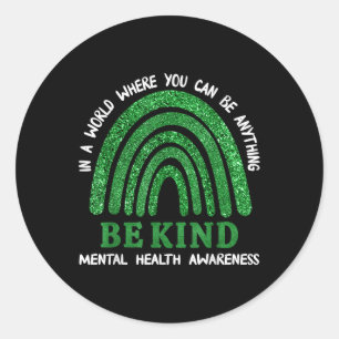 Sticker Rond Green Rainbow En Mai Nous Portons Green Mental Hea