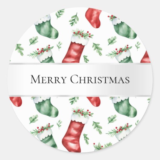 Sticker Rond Green Red Christmas Stockings (Devant)