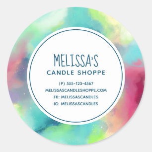 Sticker Rond Green & Red Space Nebula Aquarelle Business