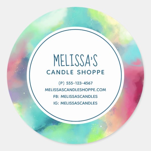 Sticker Rond Green & Red Space Nebula Aquarelle Business (Devant)