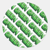 Sticker Rond Green Retro Moderne Réutiliser Recycle Éco Convivi (Devant)