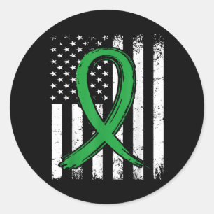 Sticker Rond Green Ribbon Us Indicateur Santé mentale
