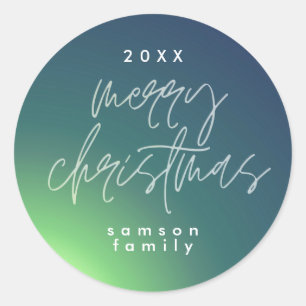 Sticker Rond Green Shade Élégant Noël Gradient Vacances