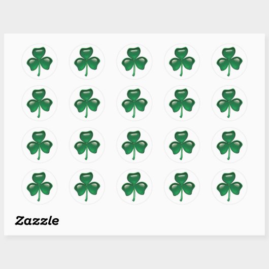 Sticker Rond Green Shamrock Three-Leaf Clover (Feuille)