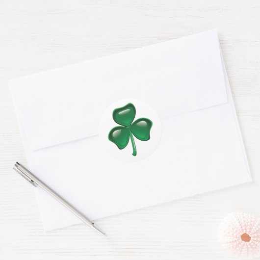 Sticker Rond Green Shamrock Three-Leaf Clover (Enveloppe)