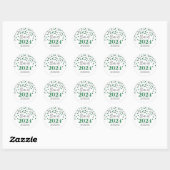 Sticker Rond Green Silver Confetti Graduation 2024 (Feuille)