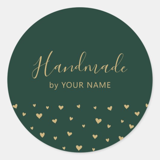 Sticker Rond Green Simple Cute Hearts Emballage artisanal stick (Devant)