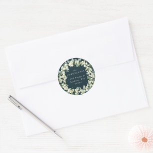 Sticker Rond Green Snowberry+Eucalyptus Holiday Wareth Adresse