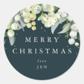 Sticker Rond Green Snowberry+Eucalyptus Message personnalisé Fê (Devant)