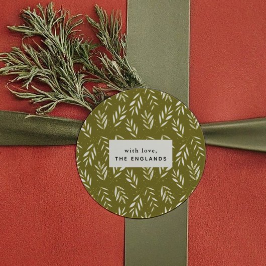 Sticker Rond Green Sprigs Botanical Custom