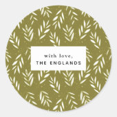 Sticker Rond Green Sprigs Botanical Custom (Devant)
