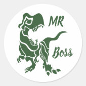 Sticker Rond Green Trex le Boss Dino (Devant)