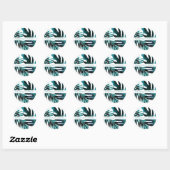 Sticker Rond Green & Tropical Turquoise Island Feuille Mariage (Feuille)
