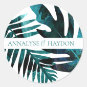 Sticker Rond Green & Tropical Turquoise Island Feuille Mariage (Devant)