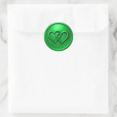 Sticker Rond Green Two Hearts Intertwined Wedding (Sac)