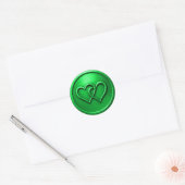 Sticker Rond Green Two Hearts Intertwined Wedding (Enveloppe)
