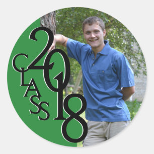 Sticker Rond Green Varsity 2018 Graduation Class with Photo