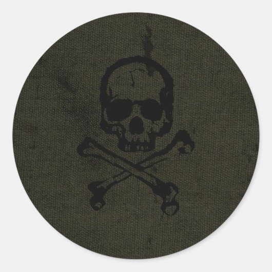 Sticker Rond Green vintage Grunge Skull Crossbones Halloween (Devant)
