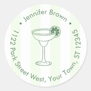 Sticker Rond Green White Margarita Fête des mariées Adresse de