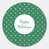 Sticker Rond Green White Snowflakes vacances Noël (Devant)