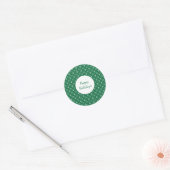 Sticker Rond Green White Snowflakes vacances Noël (Enveloppe)