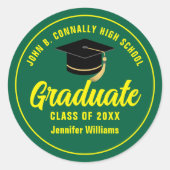 Sticker Rond Green Yellow Graduate Custom 2025 Graduation Party (Devant)