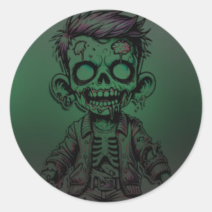 Sticker Rond Green Zombie Enfant & Slime Halloween fête d'anniv