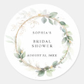 Sticker Rond Greenery and Bold Bridal Shower  (Devant)