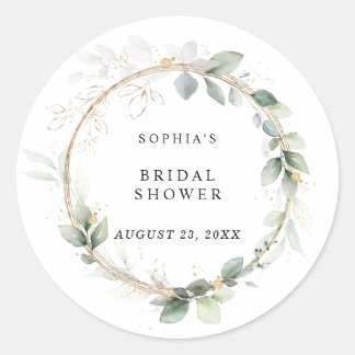 Sticker Rond Greenery and Bold Bridal Shower 