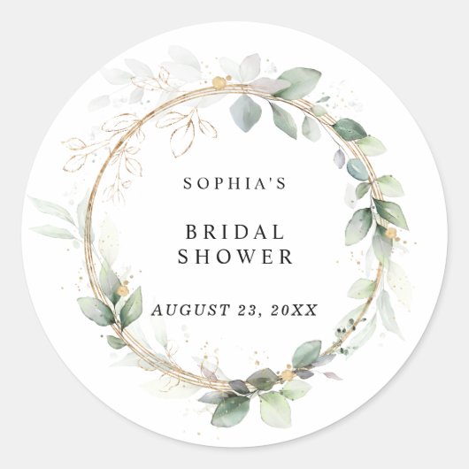 Sticker Rond Greenery and Bold Bridal Shower  (Devant)