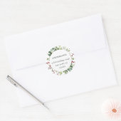 Sticker Rond Greenery Red Berries Holiday Adresse de retour (Enveloppe)