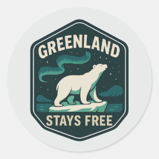Sticker Rond GREENLAND STAYS FREE Badge