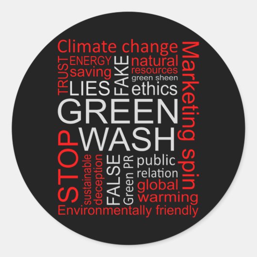 Sticker Rond Greenwash Fake Lies Deception (Devant)