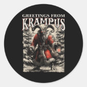 Sticker Rond Greetings From Ss Vom Krampus Festive Horror Chris (Devant)
