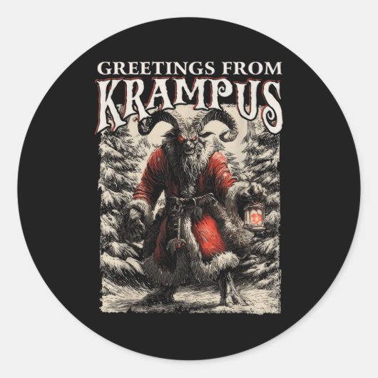 Sticker Rond Greetings From Ss Vom Krampus Festive Horror Chris (Devant)