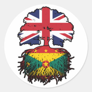 Sticker Rond Grenade Grenade Royaume-Uni Drapeau des racines d'