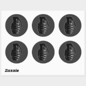 Sticker Rond Grenade main - gris (Feuille)