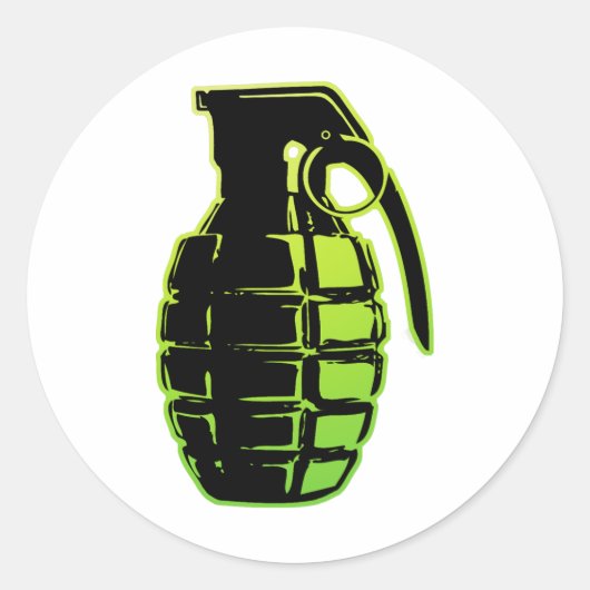 Sticker Rond Grenade main - vert (Devant)