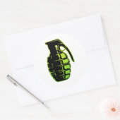 Sticker Rond Grenade main - vert (Enveloppe)