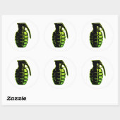 Sticker Rond Grenade main - vert (Feuille)