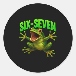 Sticker Rond Grenouille 67 Mème Six Sept Drôle Gen Alpha