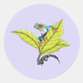 Sticker Rond Grenouille à arbre rouge (Devant)