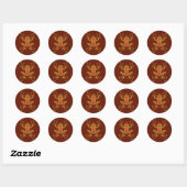 Sticker Rond Grenouille à arbre rouge doré complexe (Feuille)